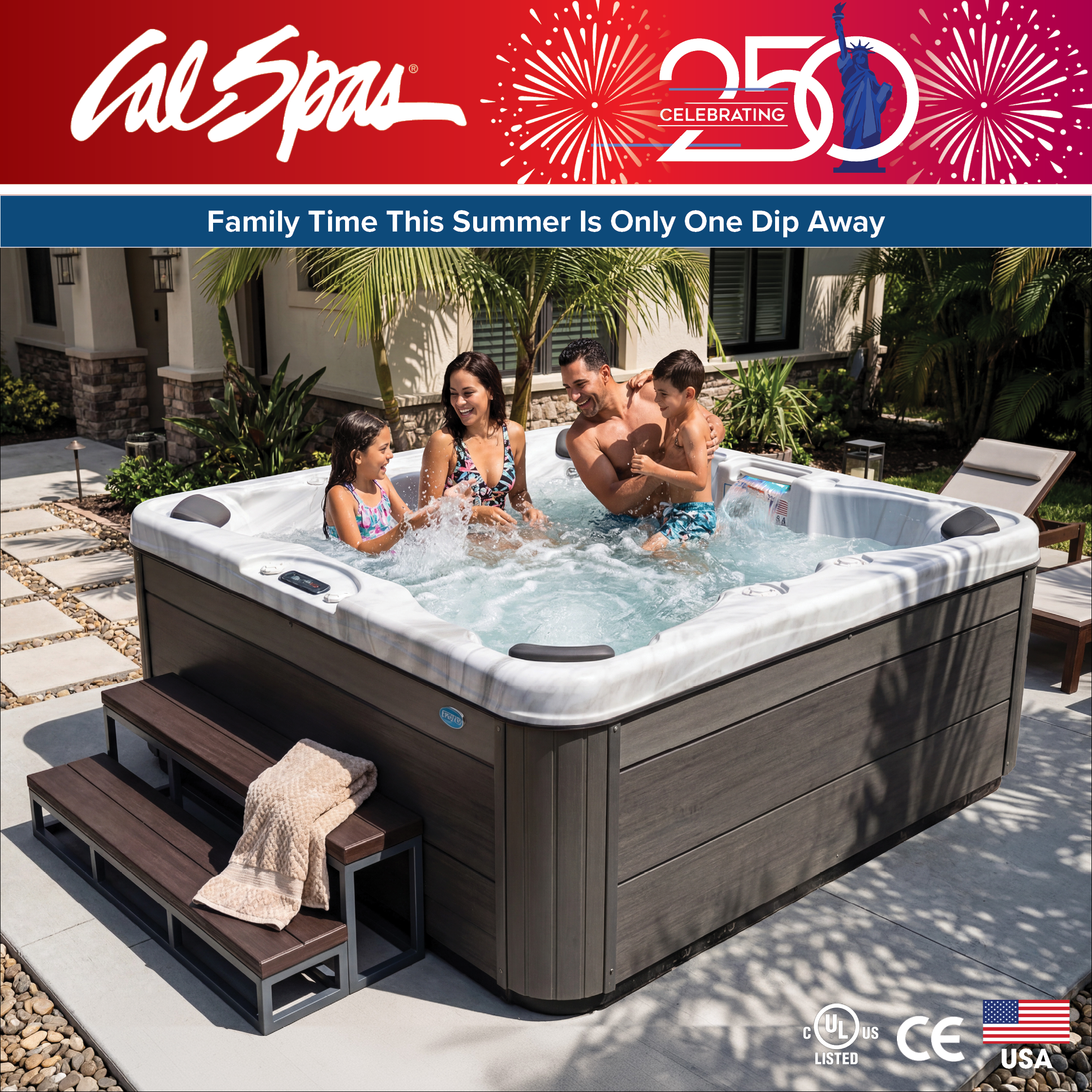 Calspas hot tub being used in a family setting - Sammamish